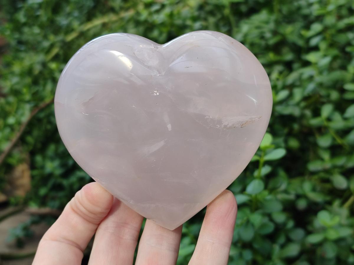 Polished Gemmy Girasol Rose Quartz Hearts x 3 From Madagascar - Toprock Gemstones and Minerals 