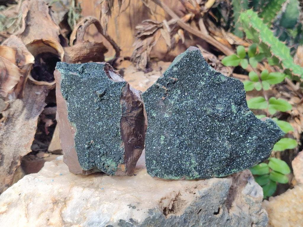 Natural Libethenite Crystals on Hematoid Matrix Specimens x 2 From Shituru, Congo - Toprock Gemstones and Minerals 