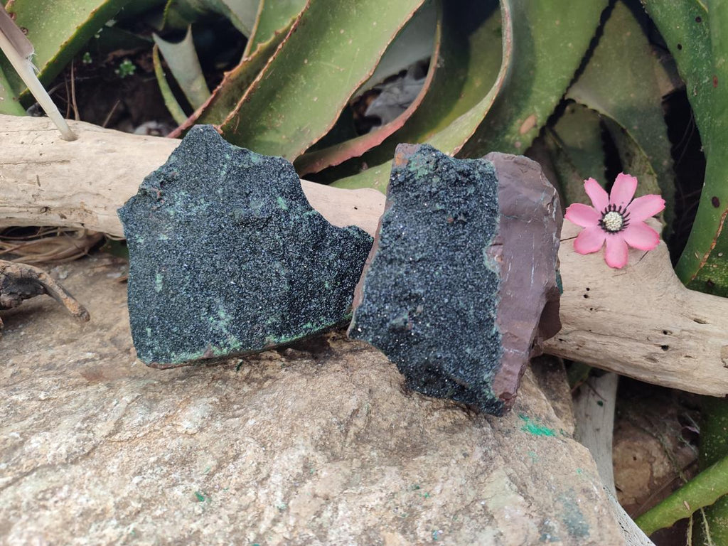 Natural Libethenite Crystals on Hematoid Matrix Specimens x 2 From Shituru, Congo - Toprock Gemstones and Minerals 