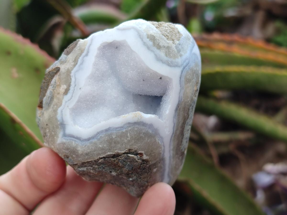 Polished On One Side Blue Lace Agate Geodes x 12 From Nsanje, Malawi - Toprock Gemstones and Minerals 