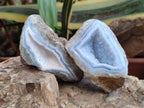 Polished On One Side Blue Lace Agate Geodes x 12 From Nsanje, Malawi - Toprock Gemstones and Minerals 