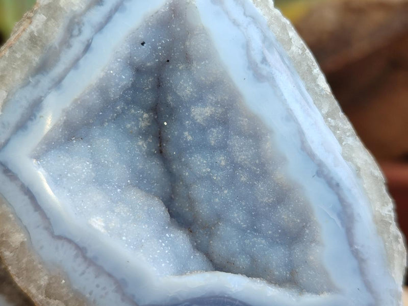 Polished On One Side Blue Lace Agate Geodes x 12 From Nsanje, Malawi - Toprock Gemstones and Minerals 