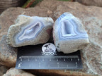 Polished On One Side Blue Lace Agate Geodes x 12 From Nsanje, Malawi - Toprock Gemstones and Minerals 