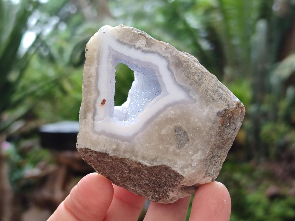 Polished On One Side Blue Lace Agate Geodes x 12 From Nsanje, Malawi - Toprock Gemstones and Minerals 