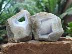 Polished On One Side Blue Lace Agate Geodes x 12 From Nsanje, Malawi - Toprock Gemstones and Minerals 