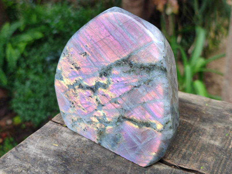 Polished Rare Purple Sunset Flash Labradorite Standing Free Forms x 2 From Madagascar - Toprock Gemstones and Minerals 