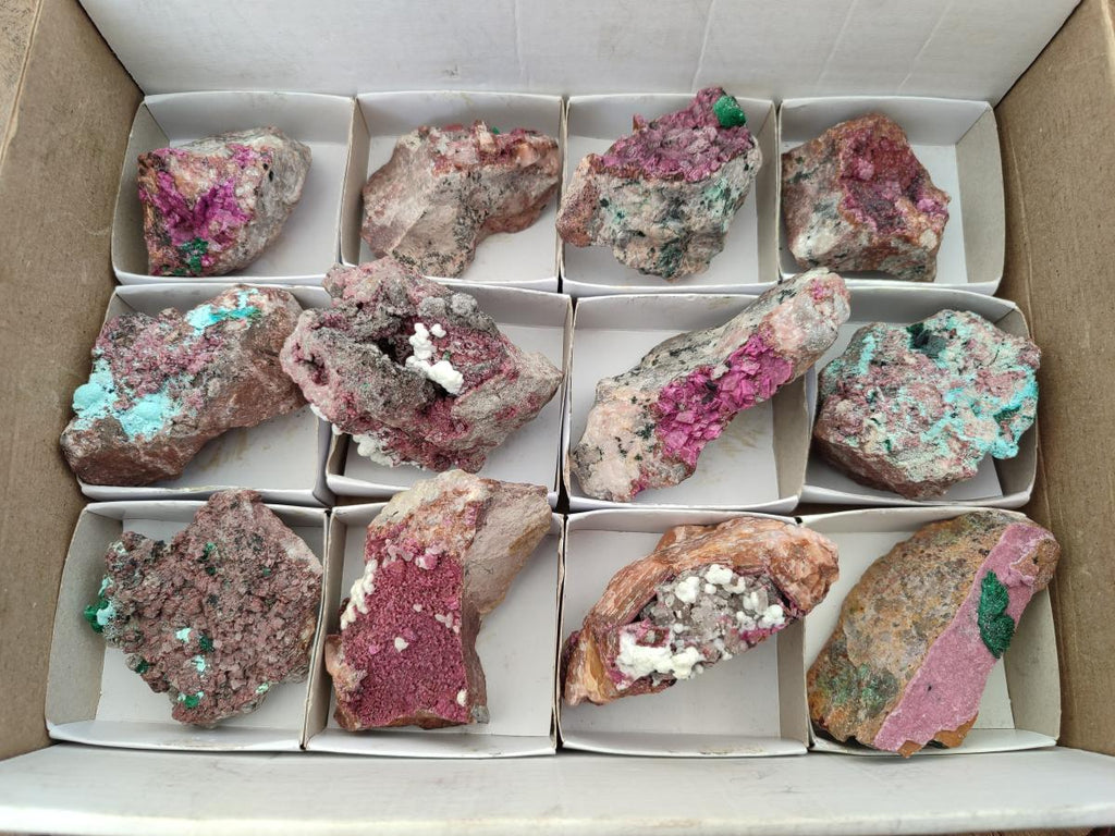 Natural Salrose Cobaltoan Dolomite Specimens with Various Inclusions x 12 From Kakanda, Congo - Toprock Gemstones and Minerals 