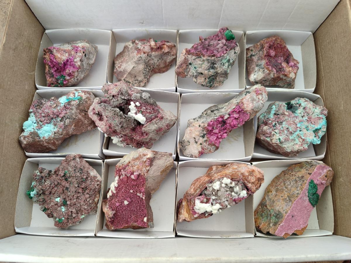 Natural Salrose Cobaltoan Dolomite Specimens with Various Inclusions x 12 From Kakanda, Congo - Toprock Gemstones and Minerals 