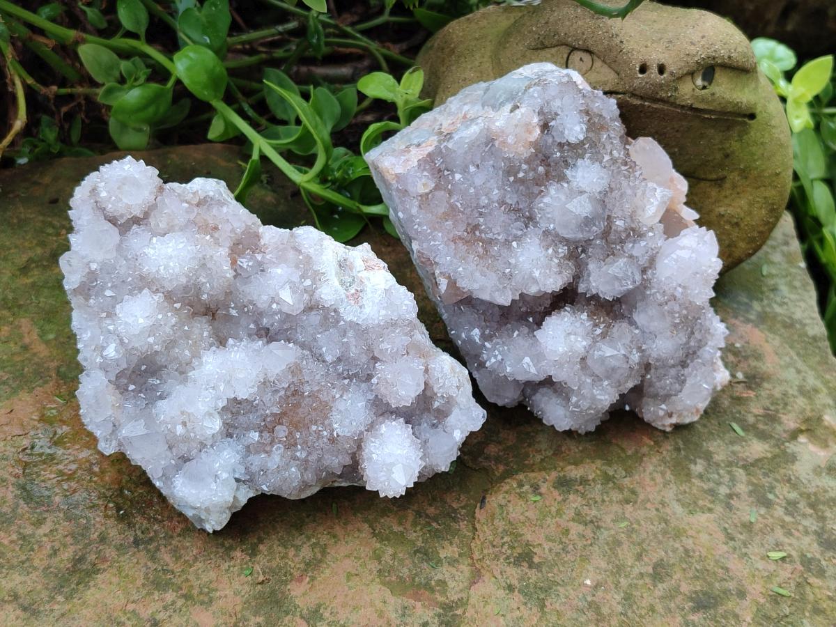 Natural White Spirit Quartz Clusters x 2 From Boekenhouthoek, South Africa - Toprock Gemstones and Minerals 