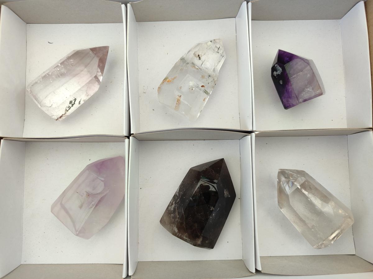 Polished Mixed Quartz Crystals x 6 From Madagascar - Toprock Gemstones and Minerals 