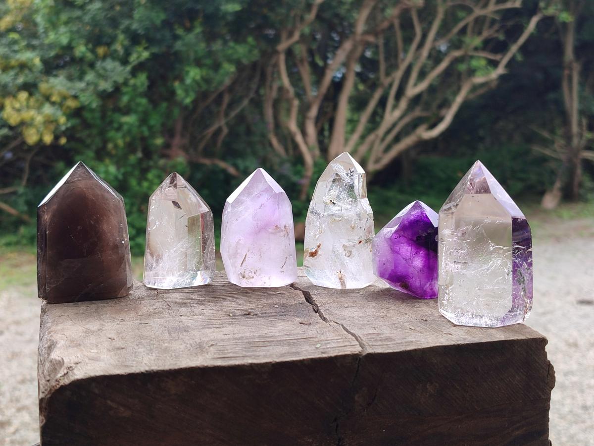 Polished Mixed Quartz Crystals x 6 From Madagascar - Toprock Gemstones and Minerals 