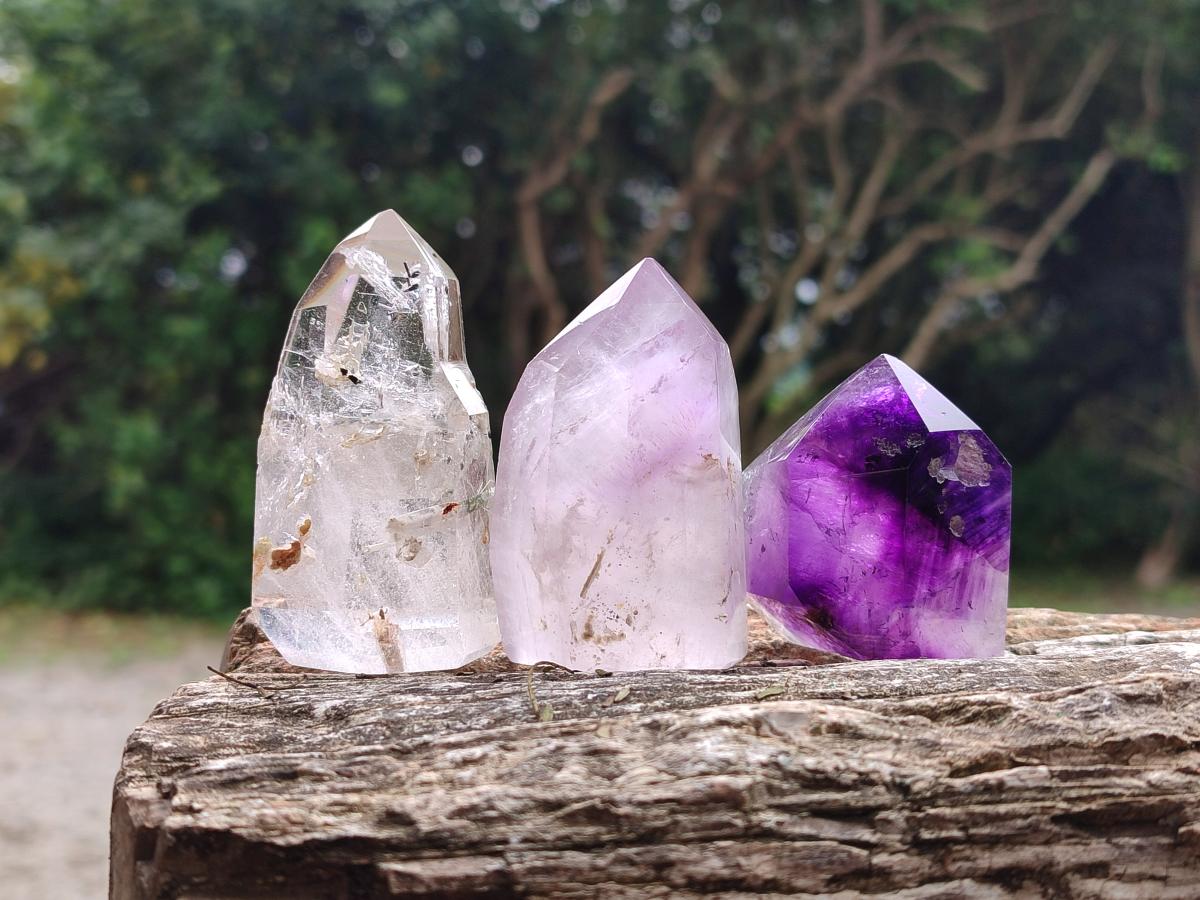 Polished Mixed Quartz Crystals x 6 From Madagascar - Toprock Gemstones and Minerals 