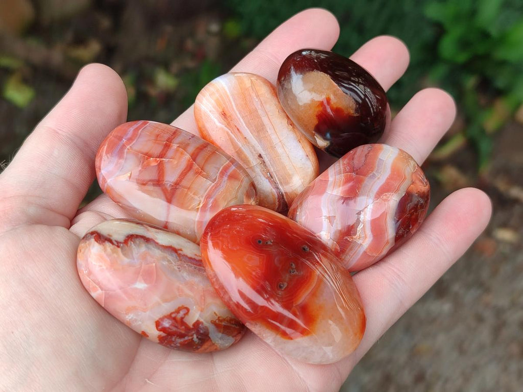 Polished Carnelian Agate Gemstone Galets x 35 From Madagascar - Toprock Gemstones and Minerals 