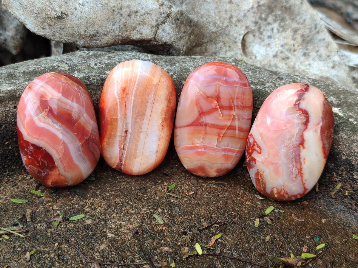 Polished Carnelian Agate Gemstone Galets x 35 From Madagascar - Toprock Gemstones and Minerals 