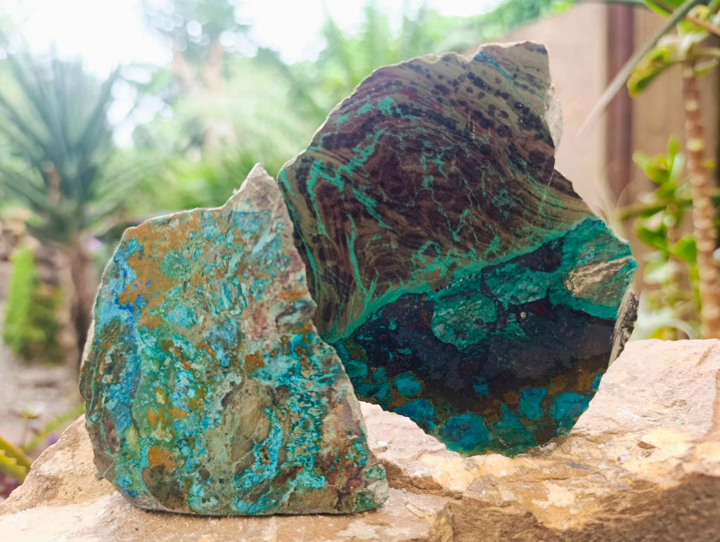 Polished One Side Shattuckite Slices x 6 From Kaokoveld, Namibia - Toprock Gemstones and Minerals 