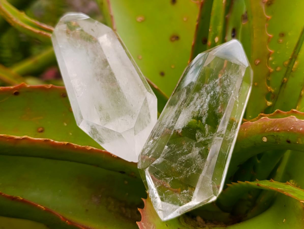 Polished Clear Quartz Double Terminated Crystals x 12 From Madagascar - Toprock Gemstones and Minerals 