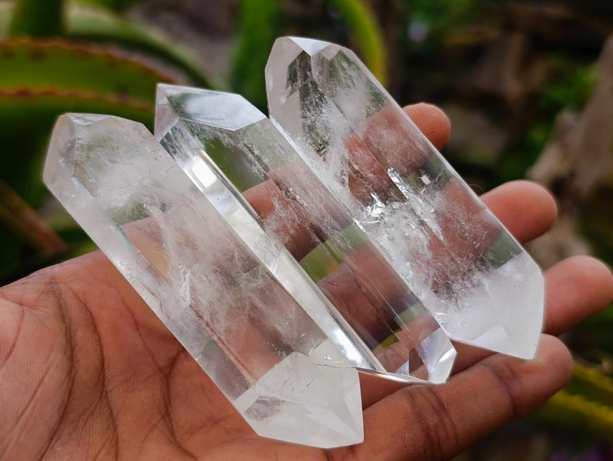 Polished Clear Quartz Double Terminated Crystals x 12 From Madagascar - Toprock Gemstones and Minerals 