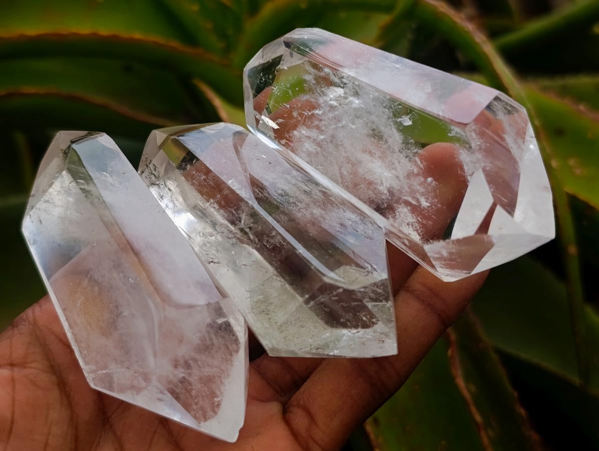Polished Clear Quartz Double Terminated Crystals x 12 From Madagascar - Toprock Gemstones and Minerals 
