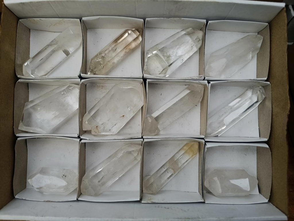 Polished Clear Quartz Double Terminated Crystals x 12 From Madagascar - Toprock Gemstones and Minerals 