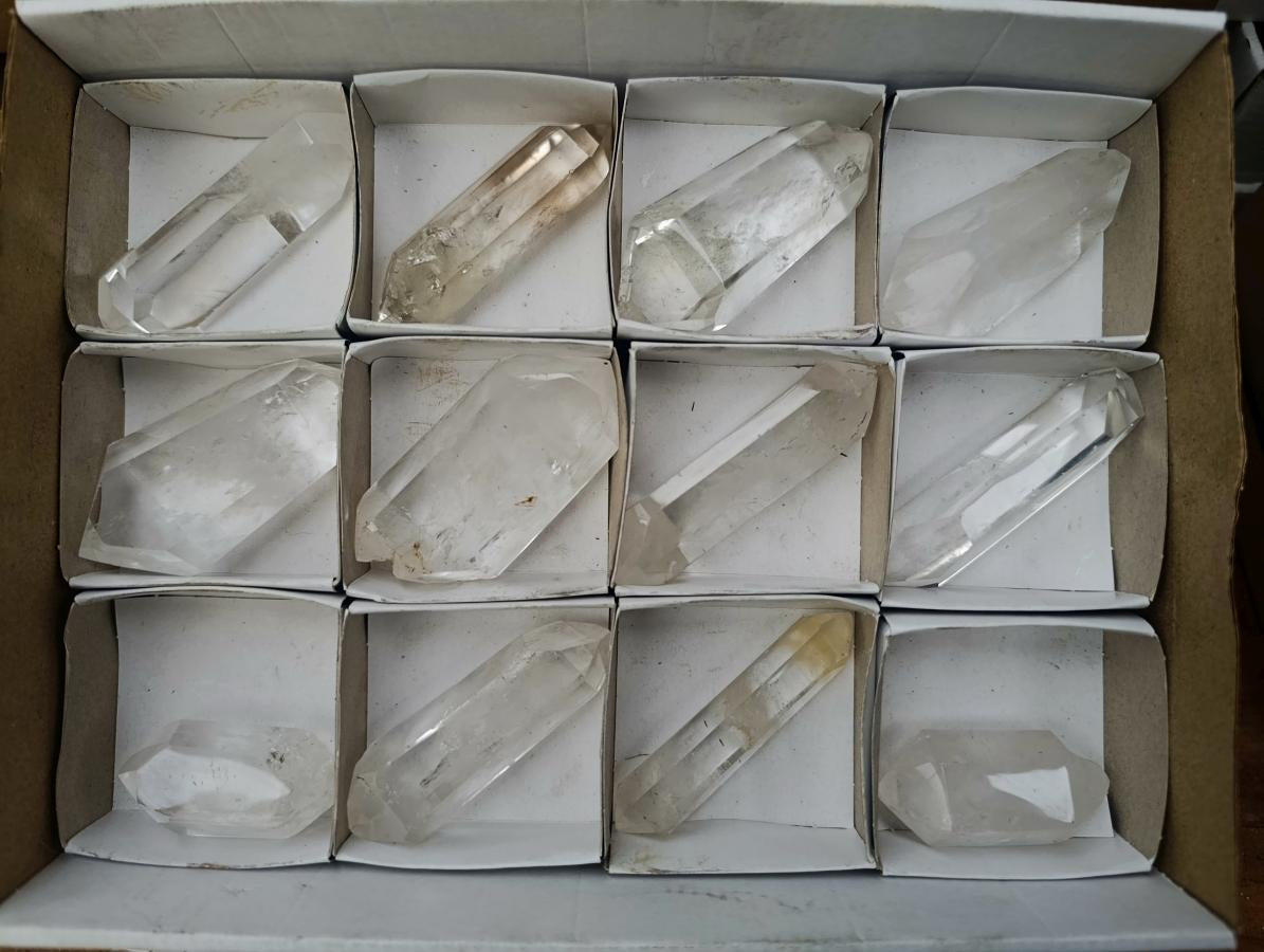 Polished Clear Quartz Double Terminated Crystals x 12 From Madagascar - Toprock Gemstones and Minerals 