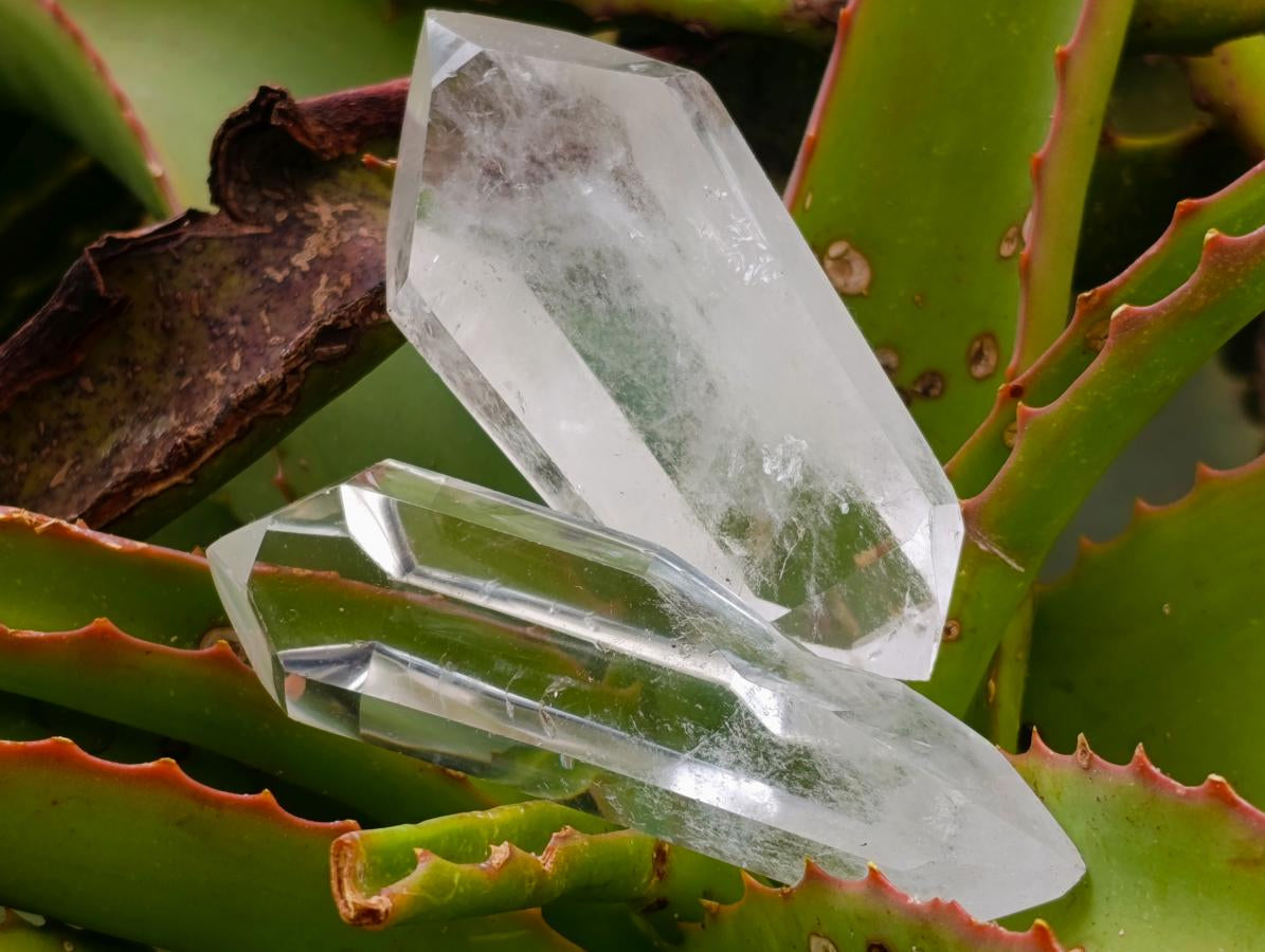 Polished Clear Quartz Double Terminated Crystals x 12 From Madagascar - Toprock Gemstones and Minerals 