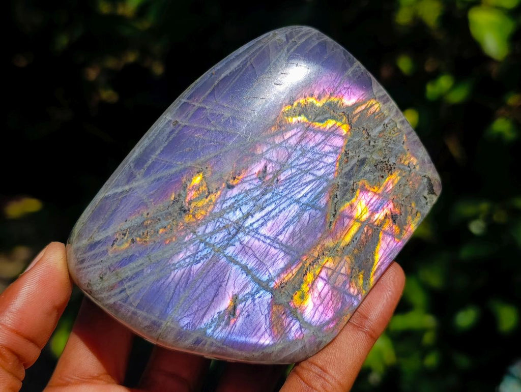 Polished Rare Purple Sunset Flash Labradorite Standing Free Forms x 3 From Madagascar - Toprock Gemstones and Minerals 