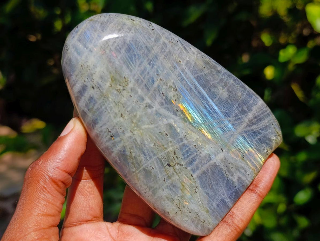 Polished Rare Purple Sunset Flash Labradorite Standing Free Forms x 3 From Madagascar - Toprock Gemstones and Minerals 
