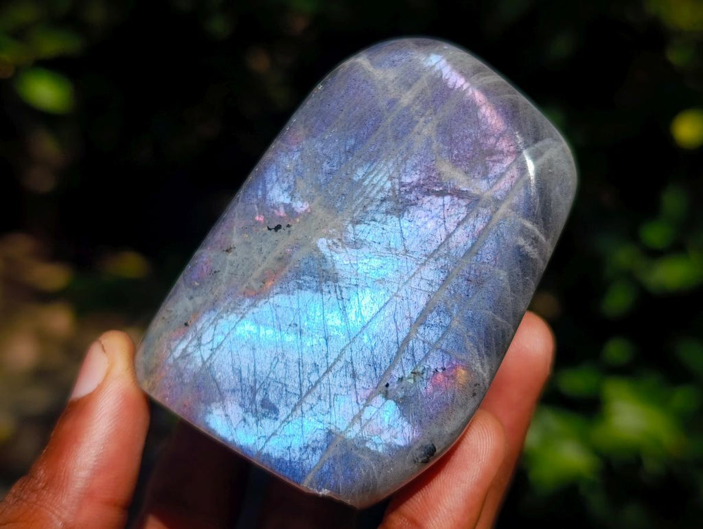 Polished Rare Purple Sunset Flash Labradorite Standing Free Forms x 3 From Madagascar - Toprock Gemstones and Minerals 