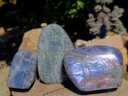Polished Rare Purple Sunset Flash Labradorite Standing Free Forms x 3 From Madagascar - Toprock Gemstones and Minerals 