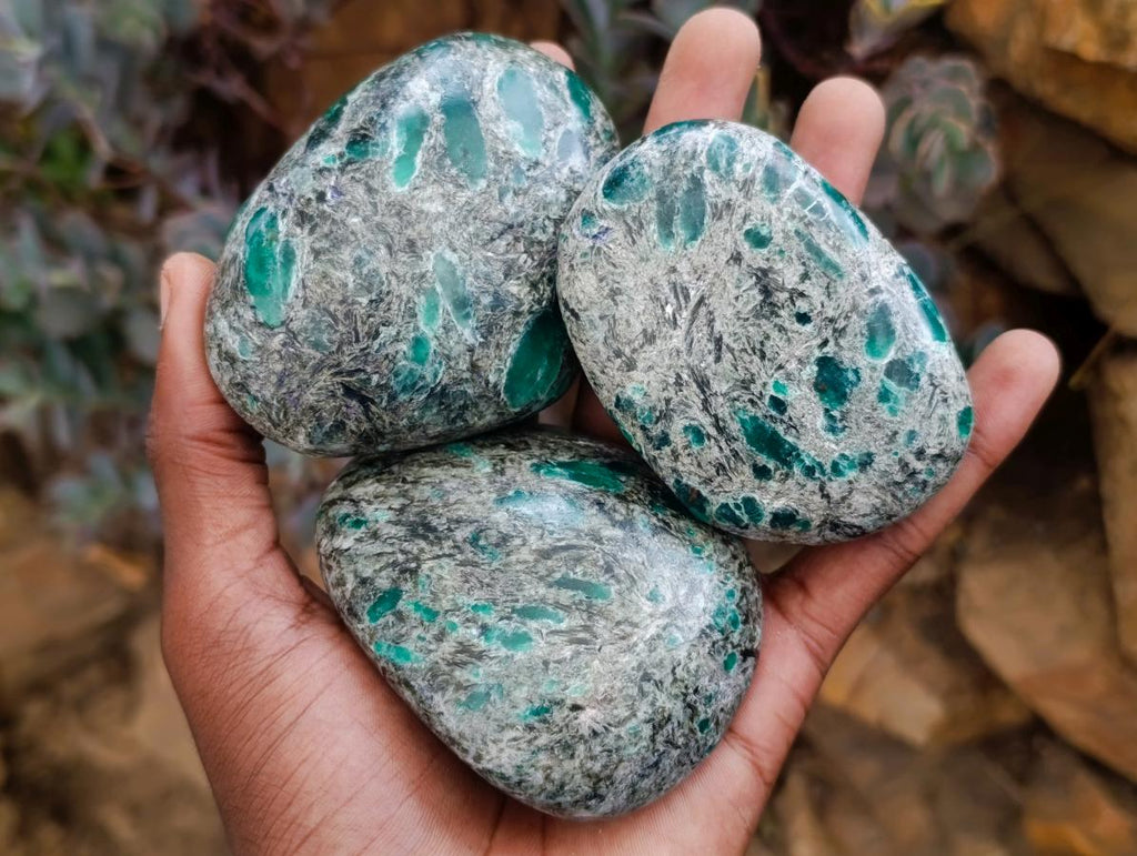 Polished Emerald Mica 'Mutokolite' Palm Stones x 6 From Mutoko, Zimbabwe - Toprock Gemstones and Minerals 