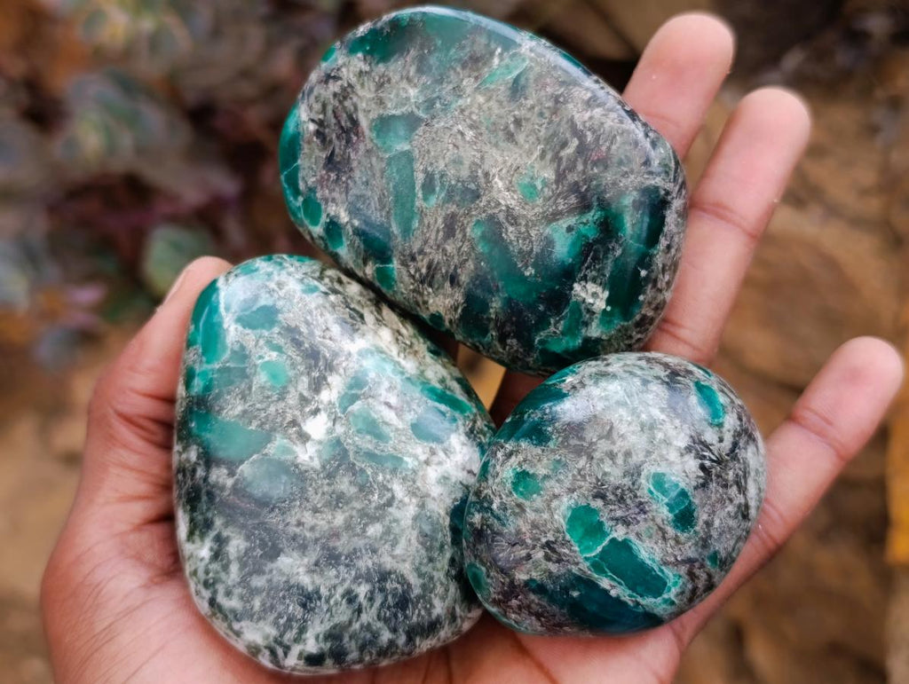 Polished Emerald Mica 'Mutokolite' Palm Stones x 6 From Mutoko, Zimbabwe - Toprock Gemstones and Minerals 