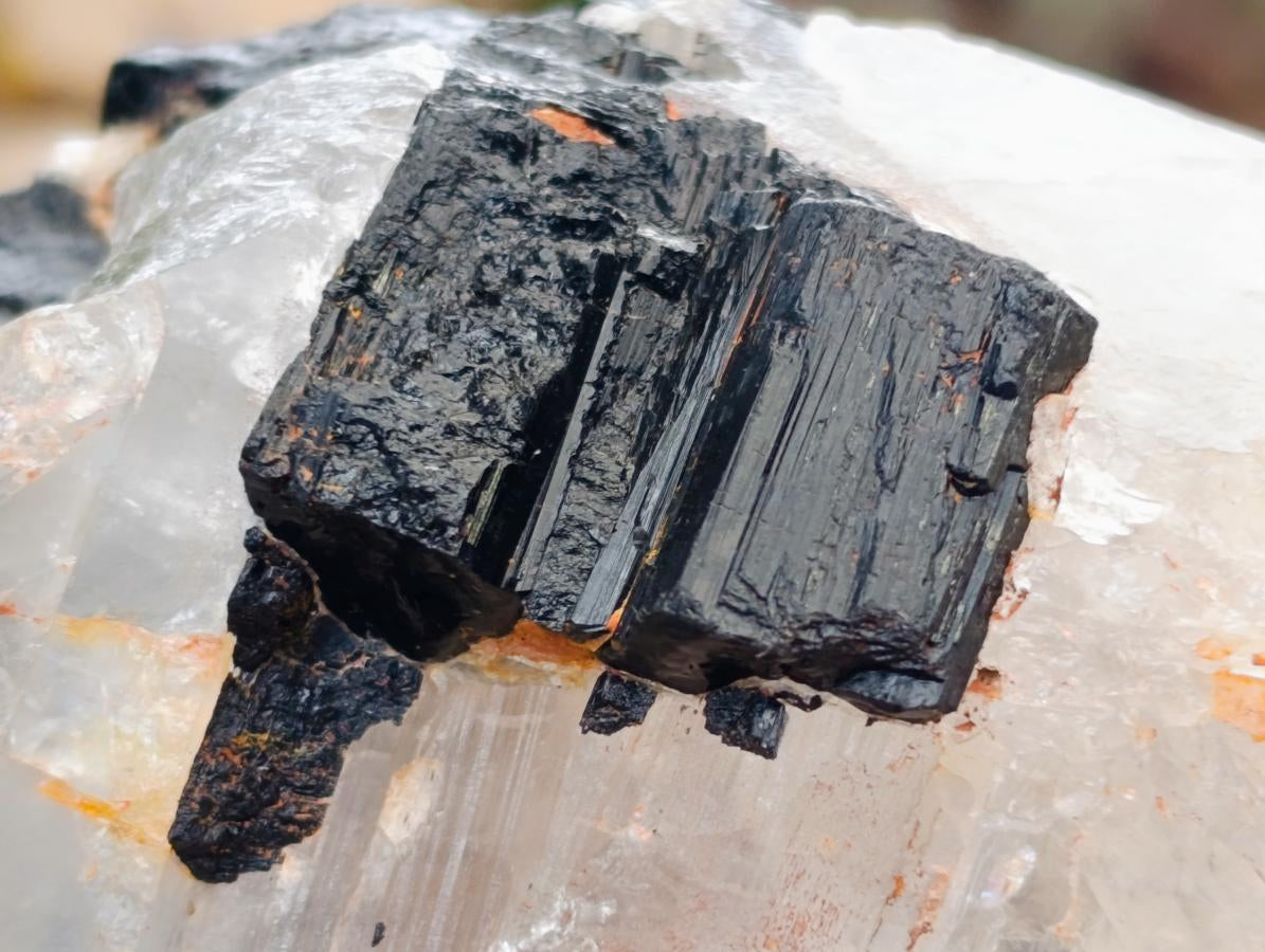 Natural Black Tourmaline In Quartz Matrix Specimens x 2 From Zimbabwe - Toprock Gemstones and Minerals 