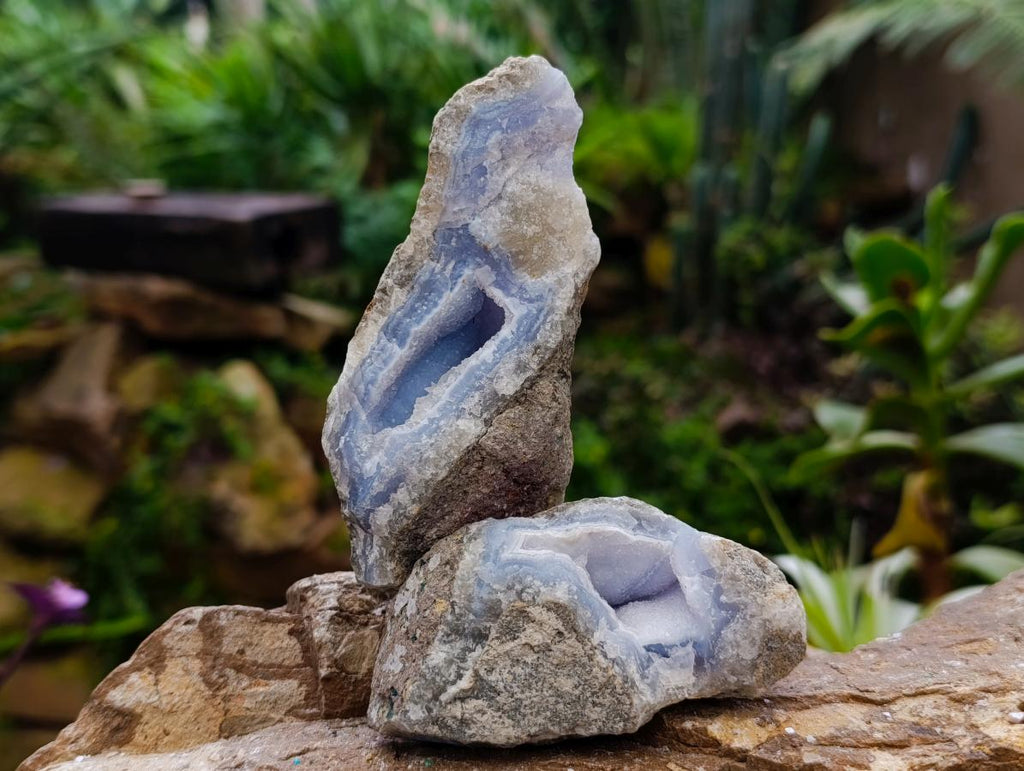 Natural Blue Lace Agate Geode Specimens x 12 From Nsanje, Malawi - Toprock Gemstones and Minerals 