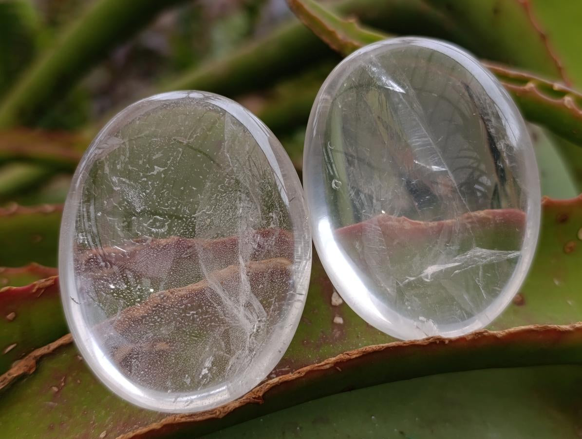 Polished Clear Rock Crystal Palm Stones x 24 From Amoron’i Mania, Madagascar - Toprock Gemstones and Minerals 