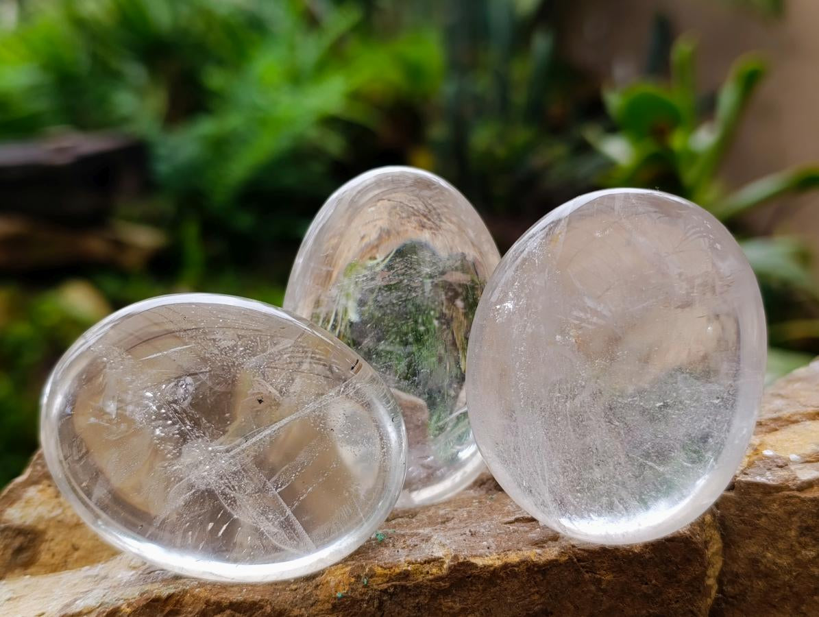 Polished Clear Rock Crystal Palm Stones x 24 From Amoron’i Mania, Madagascar - Toprock Gemstones and Minerals 