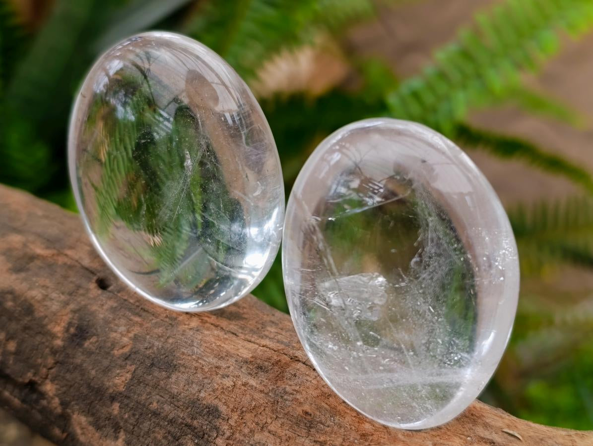 Polished Clear Rock Crystal Palm Stones x 24 From Amoron’i Mania, Madagascar - Toprock Gemstones and Minerals 