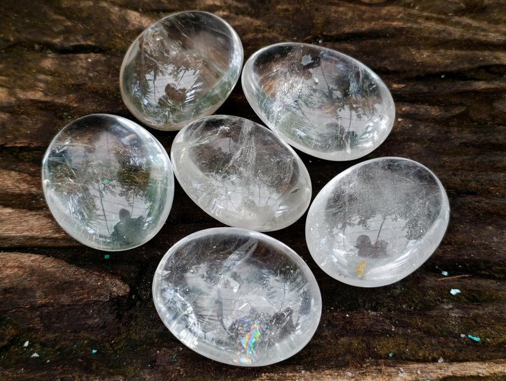 Polished Clear Rock Crystal Palm Stones x 24 From Amoron’i Mania, Madagascar - Toprock Gemstones and Minerals 