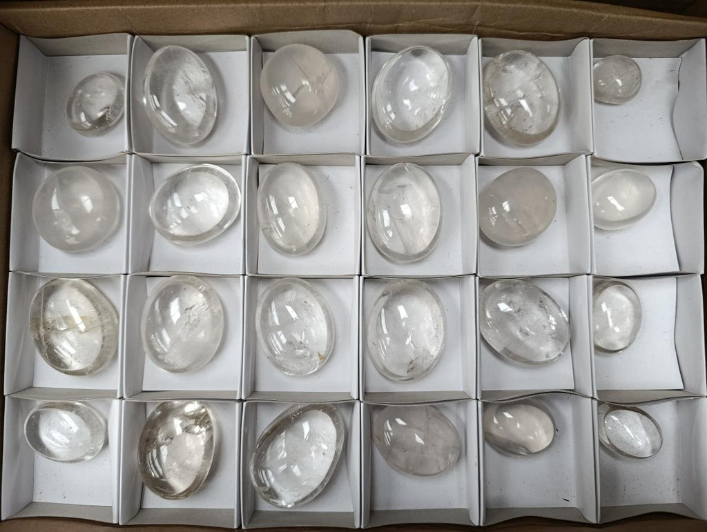 Polished Clear Rock Crystal Palm Stones x 24 From Amoron’i Mania, Madagascar - Toprock Gemstones and Minerals 