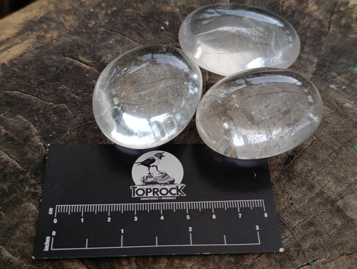 Polished Clear Rock Crystal Palm Stones x 24 From Amoron’i Mania, Madagascar - Toprock Gemstones and Minerals 