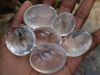 Polished Clear Rock Crystal Palm Stones x 24 From Amoron’i Mania, Madagascar - Toprock Gemstones and Minerals 