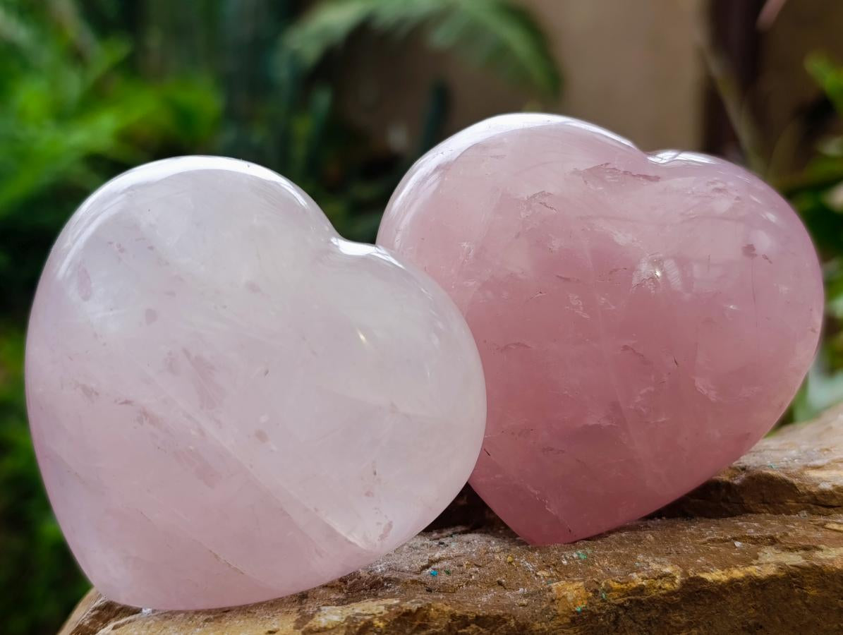 Polished Large Gemmy Rose Quartz Hearts x 6 From Madagascar - Toprock Gemstones and Minerals 