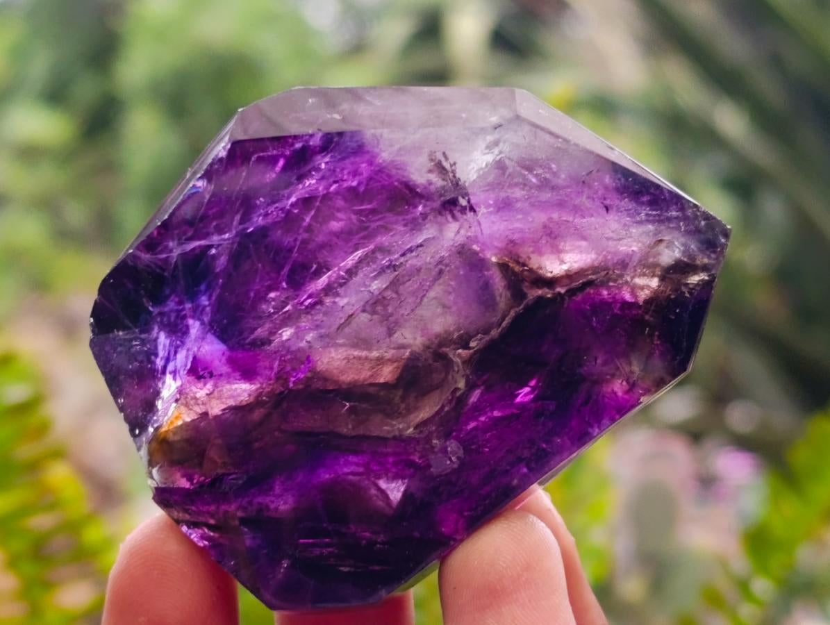 Polished Amethyst Window Crystals x 6 From Akansobe, Madagascar - Toprock Gemstones and Minerals 