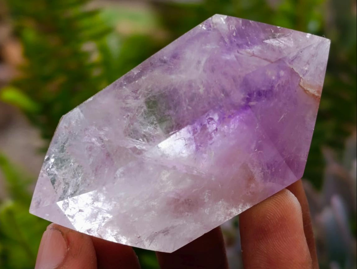 Polished Amethyst Window Crystals x 6 From Akansobe, Madagascar - Toprock Gemstones and Minerals 