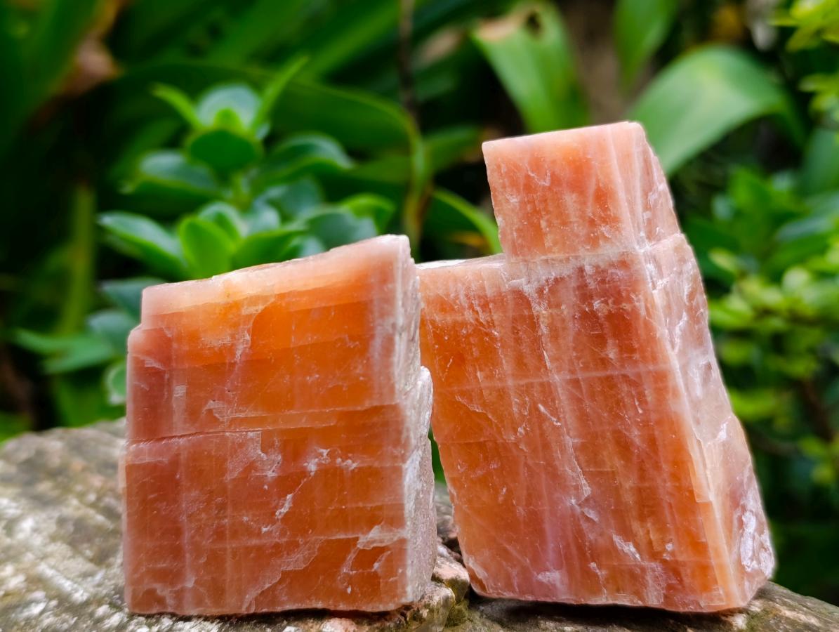 Natural Rhombohedral Sunset Orange Calcite Specimens x 24 From Spitzkop, Namibia - Toprock Gemstones and Minerals 