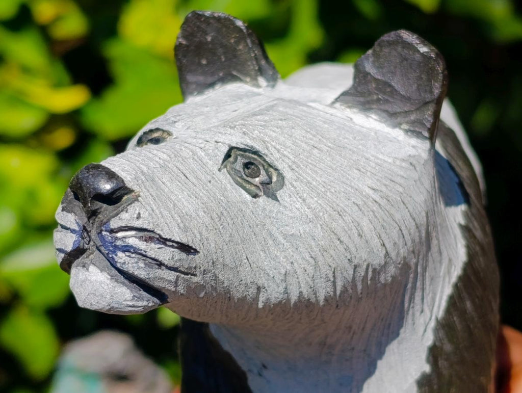 Hand Made Large Panda Soapstone Carving x 1 From Zimbabwe - Toprock Gemstones and Minerals 