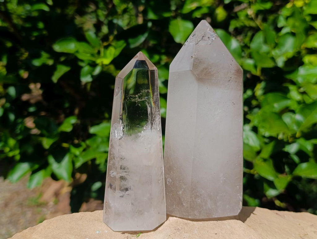 Polished Clear Quartz Display Crystals x 2 From Akansobe, Madagascar - Toprock Gemstones and Minerals 