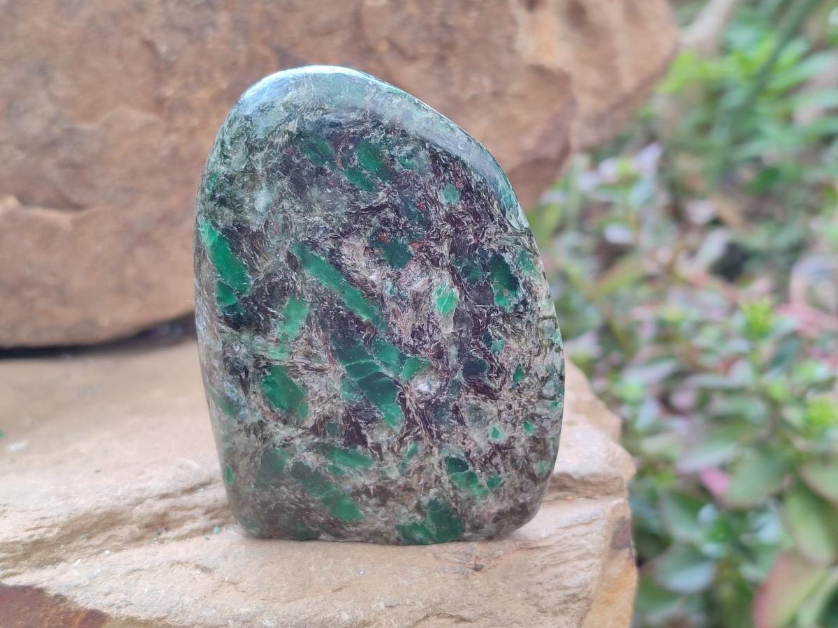 Polished Emerald Mica 'Mutokolite' Standing Free Forms x 4 From Mutoko, Zimbabwe - Toprock Gemstones and Minerals 