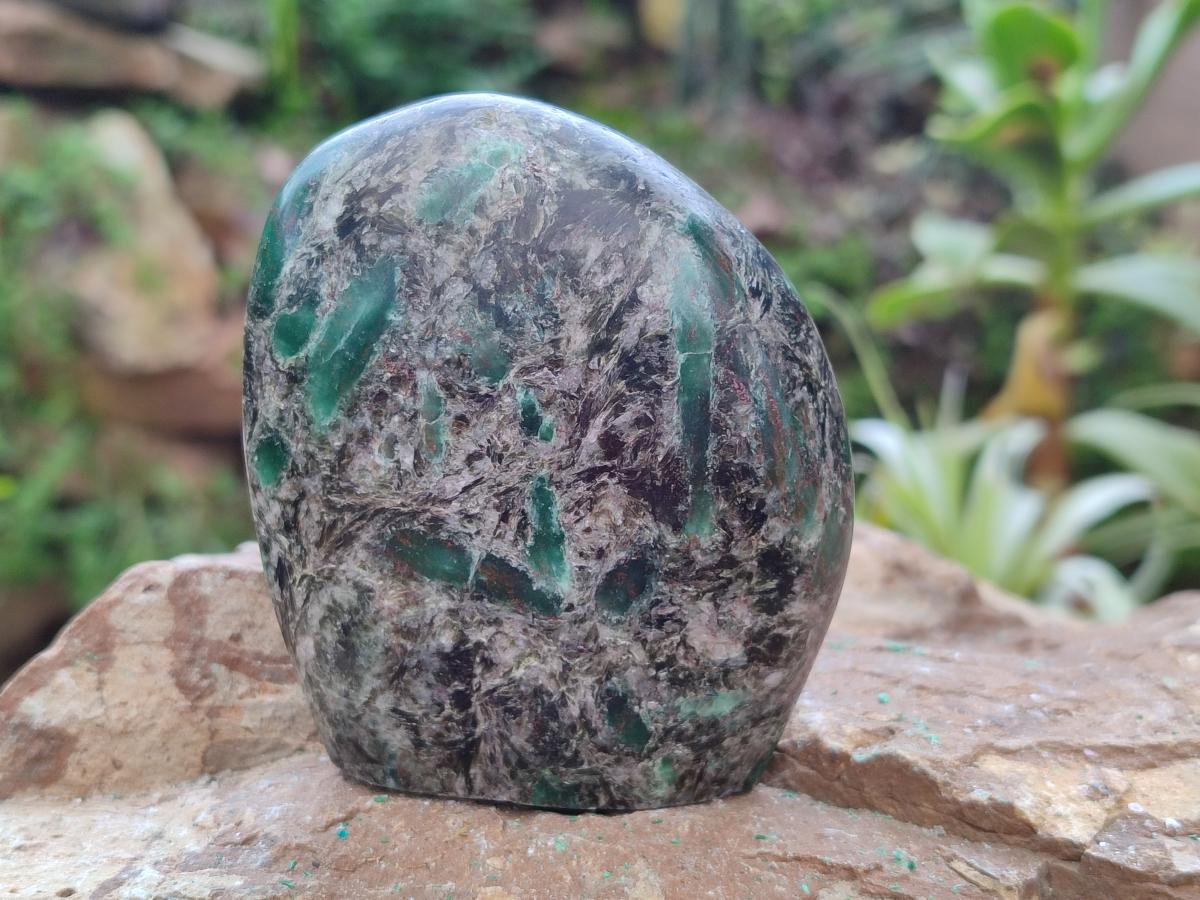 Polished Emerald Mica 'Mutokolite' Standing Free Forms x 4 From Mutoko, Zimbabwe - Toprock Gemstones and Minerals 