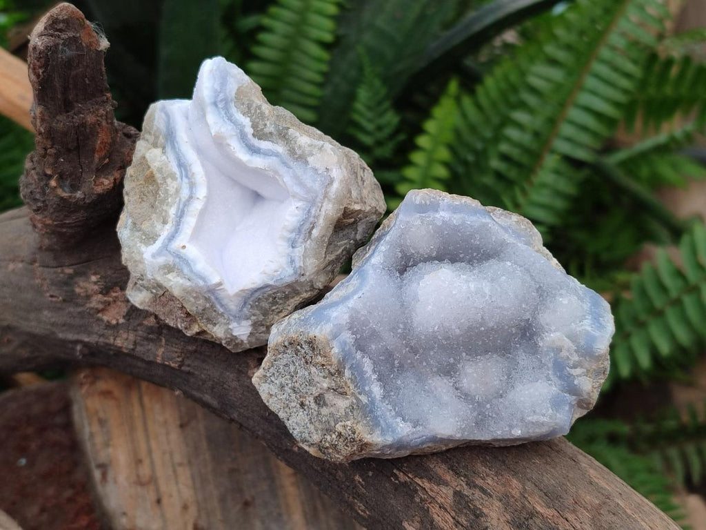 Natural Blue Lace Agate Geode Specimens x 12 From Nsanje, Malawi - Toprock Gemstones and Minerals 