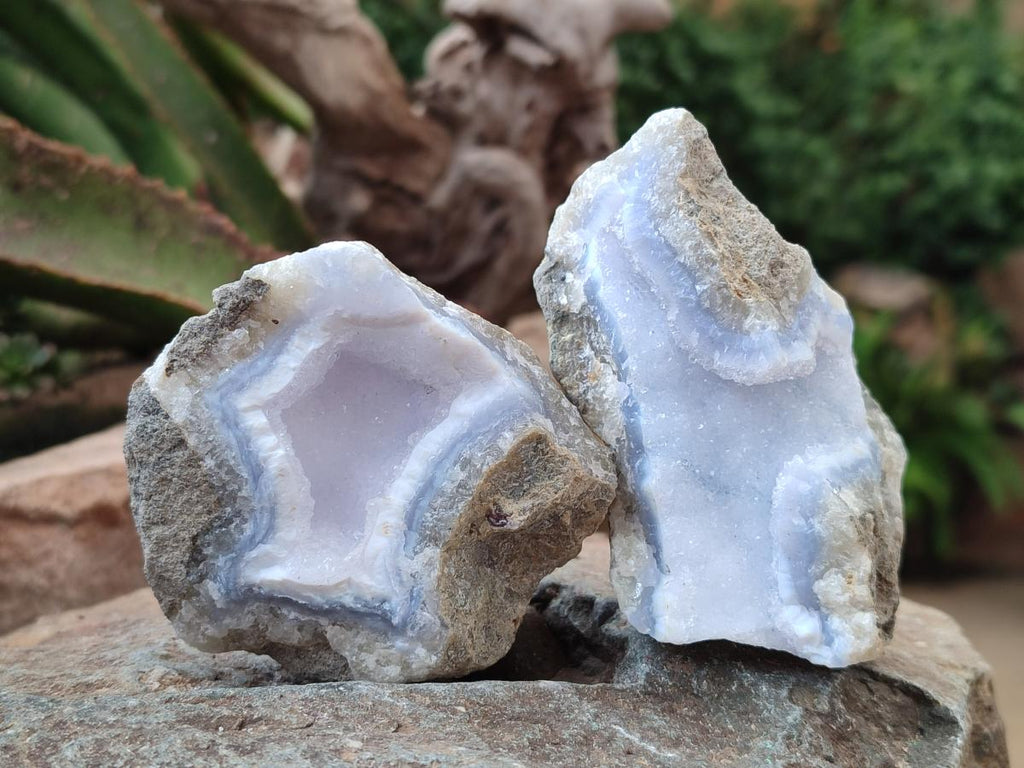 Natural Blue Lace Agate Geode Specimens x 12 From Nsanje, Malawi - Toprock Gemstones and Minerals 
